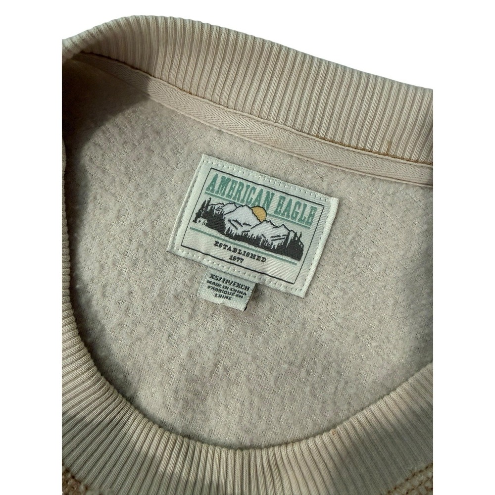 American Eagle Women's Pullover Sherpa Sweatshirt Cream Size XS - Picture 3 of 3